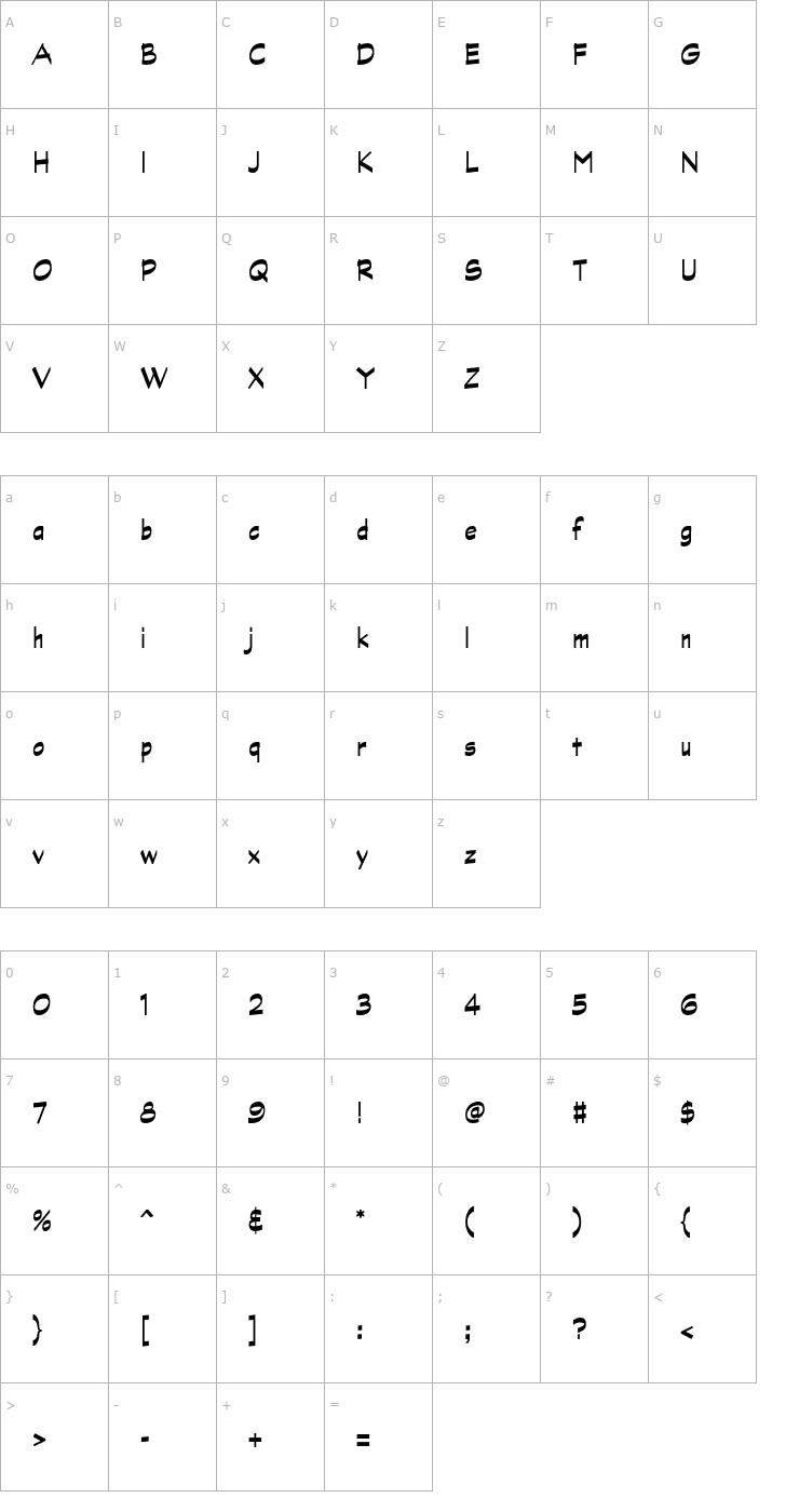 Character Map GraphiteStd-BoldNarrow Font