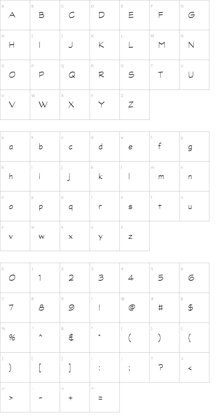 Character Map GraphiteStd-Light Font