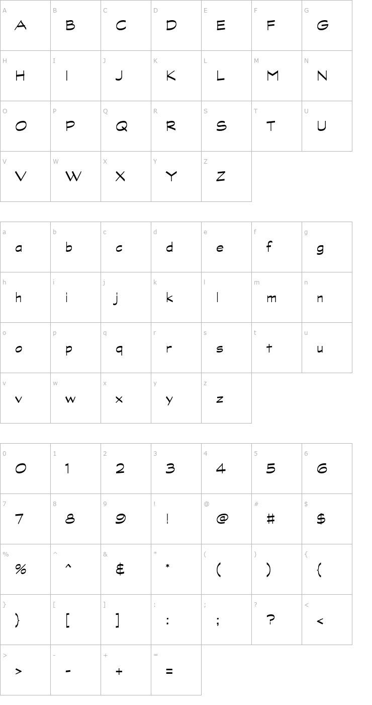 Character Map GraphiteStd-Regular Font
