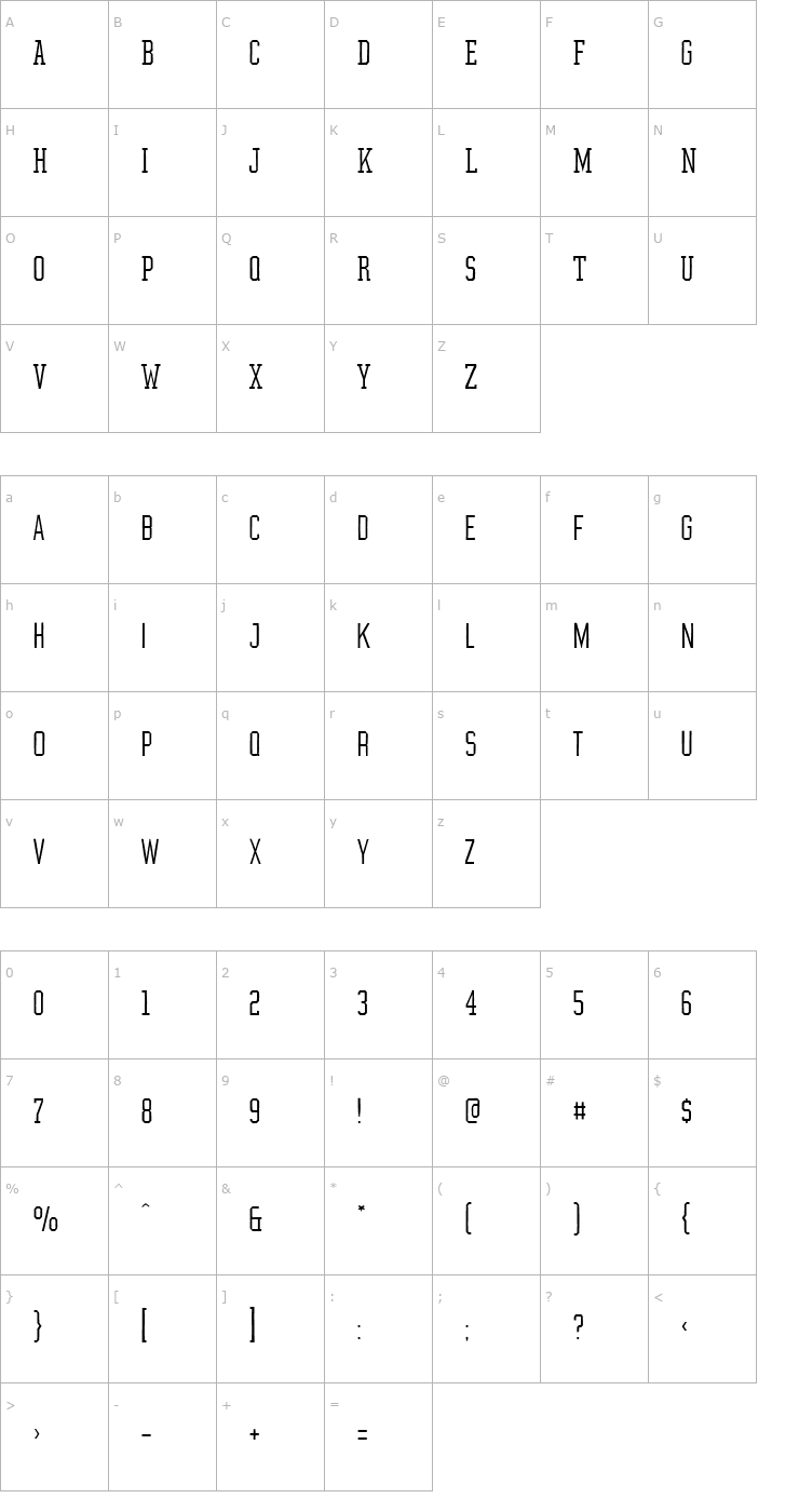 Character Map Graphium ExtraLight Font