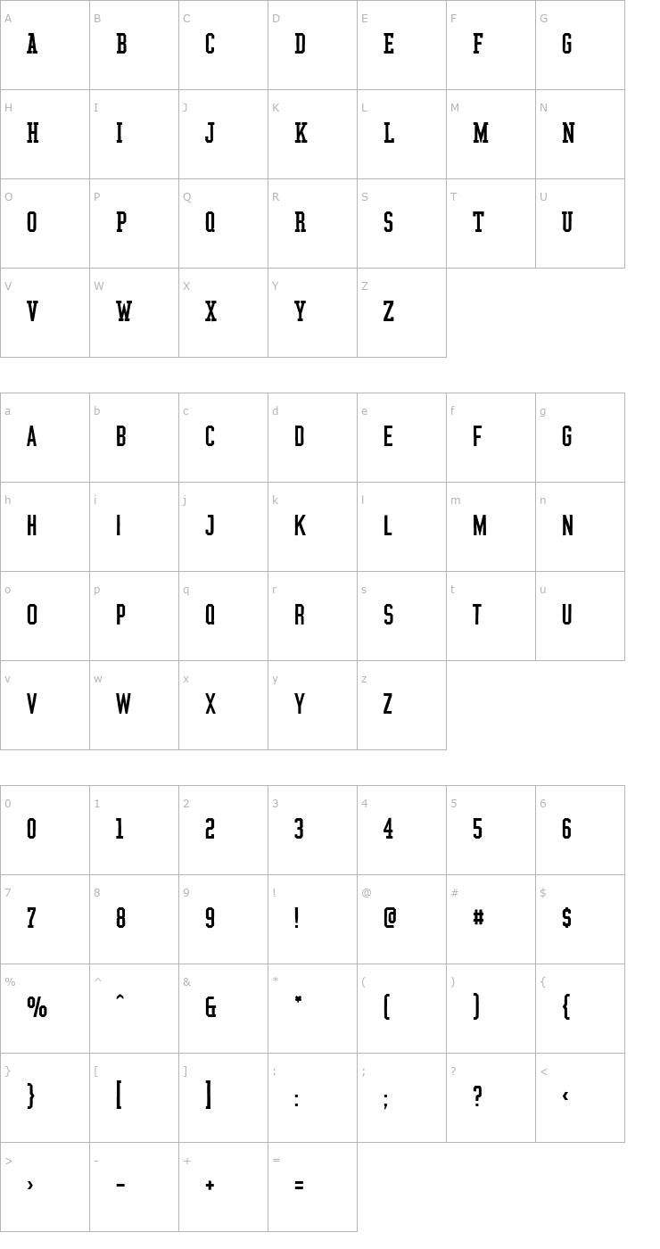 Character Map Graphium Regular Font