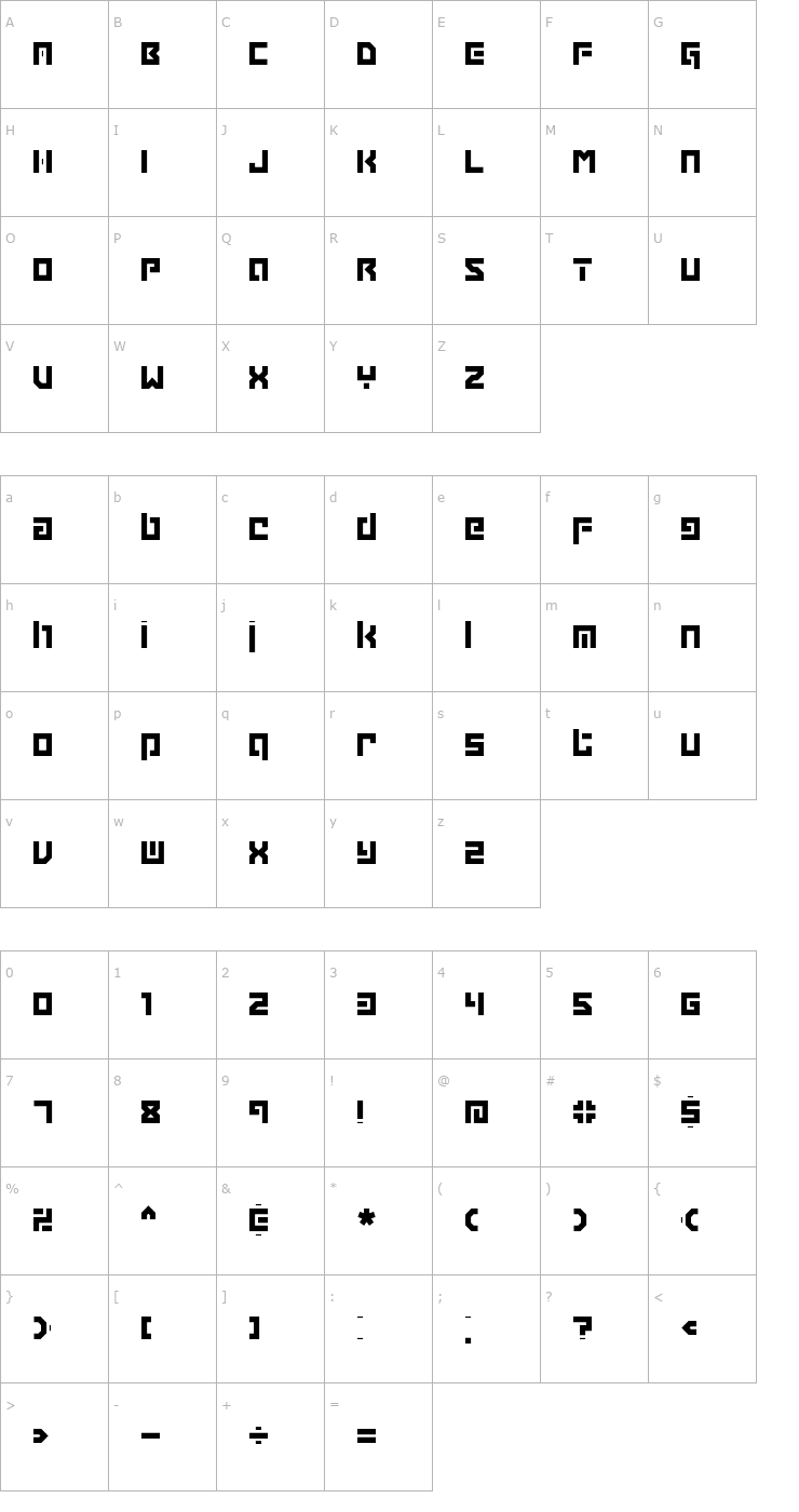 Character Map Grapple BRK Font