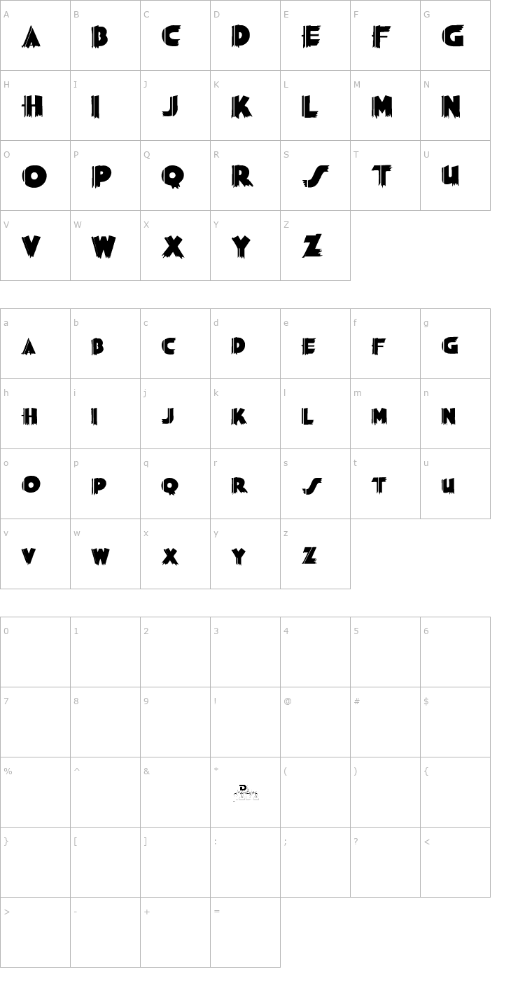 Character Map Grauman Font