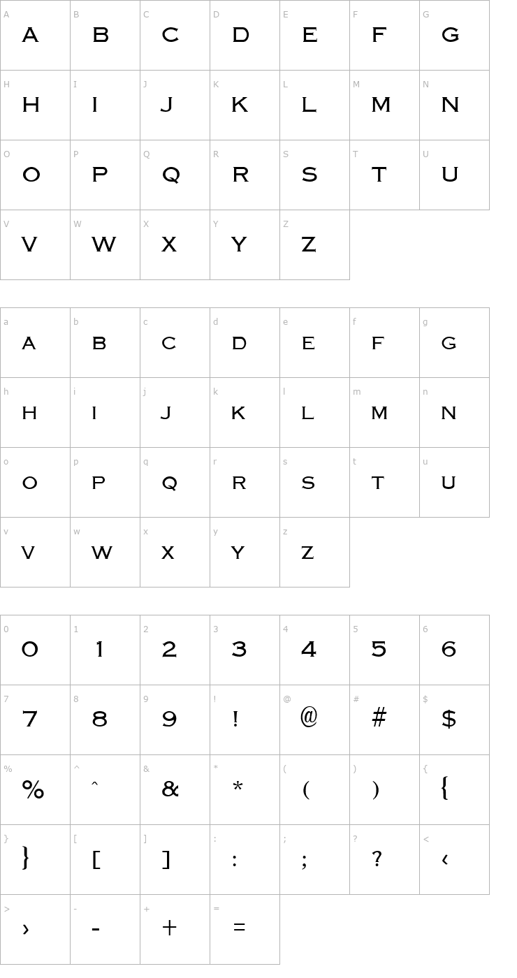 Character Map Graverplate Font