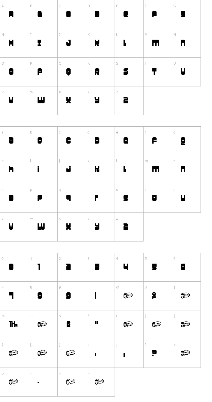 Character Map Gravity Font