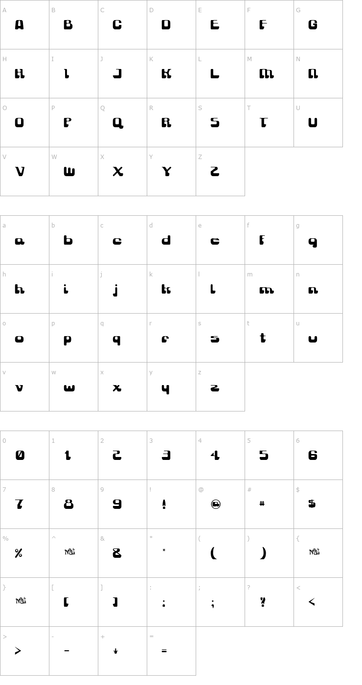 Character Map Gravity Sucks Font