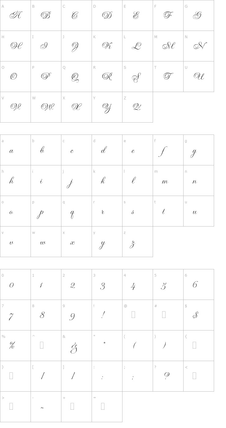 Character Map GravuraPlain Font