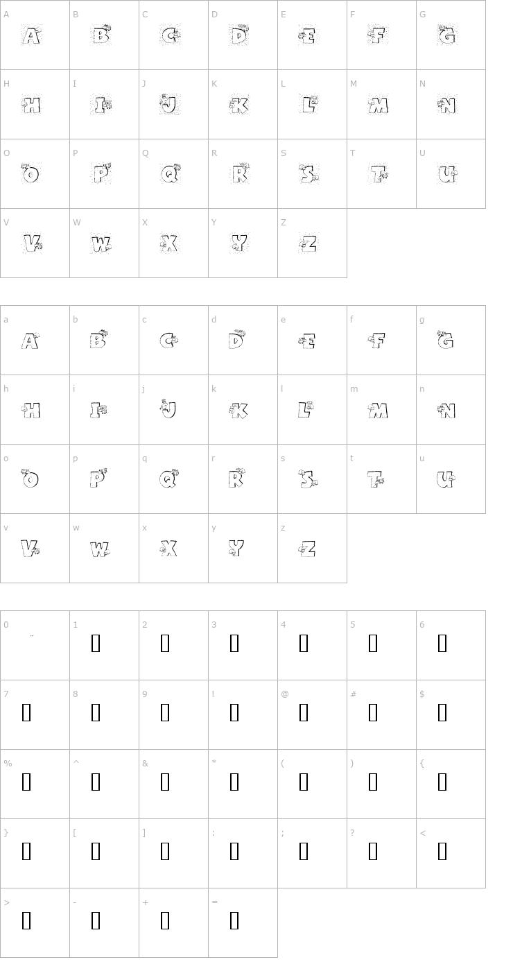 Character Map Grazing On Grass Font