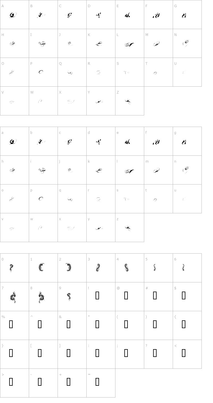 Character Map Great Circus X Font