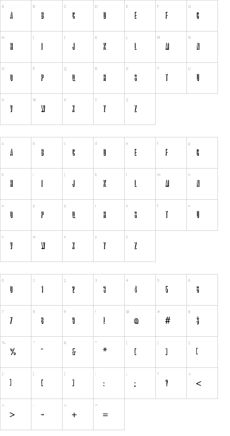 Character Map Great Shadow Font