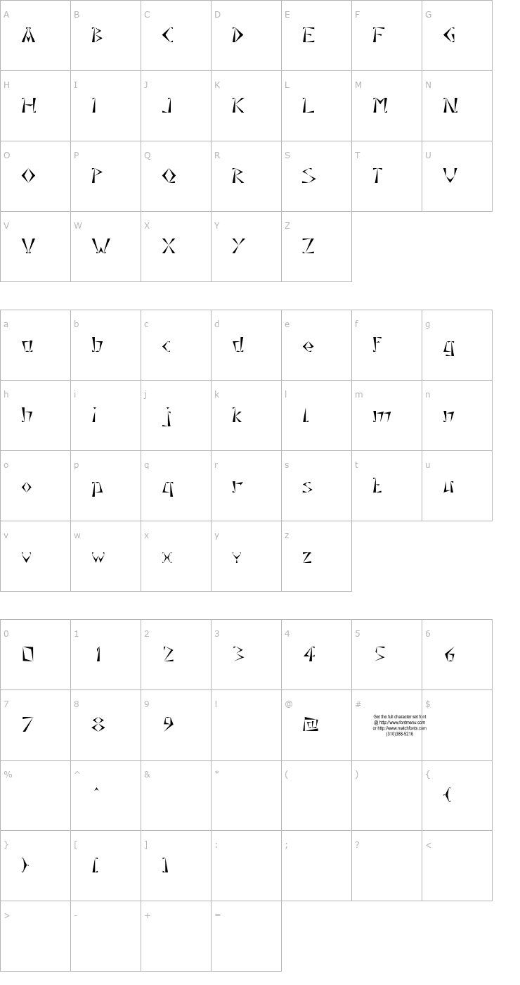 Character Map Grecques Tryout Font