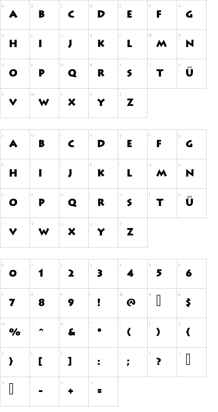 Character Map GreeceBlack Font