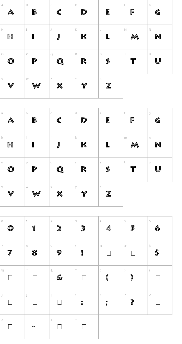 Character Map Greek Diner Inline TT Font
