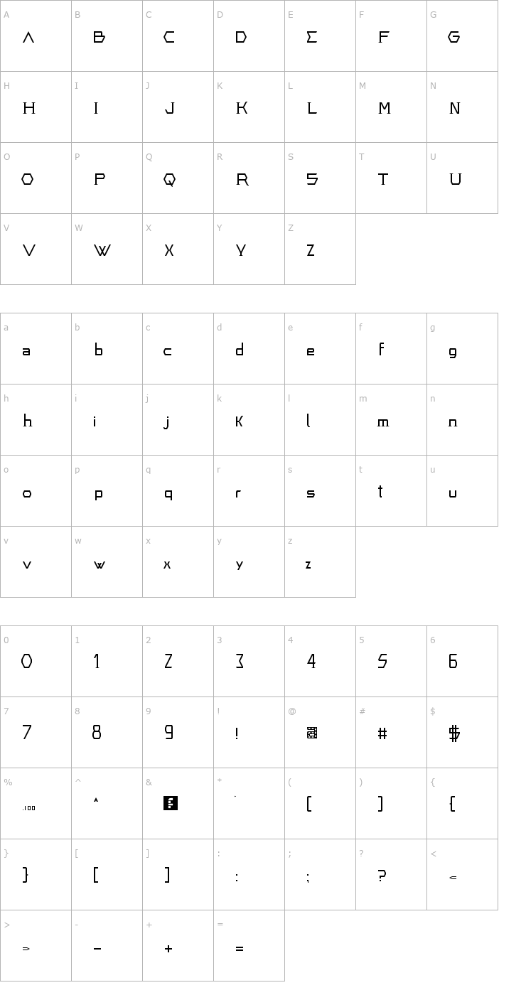 Character Map Greek Font