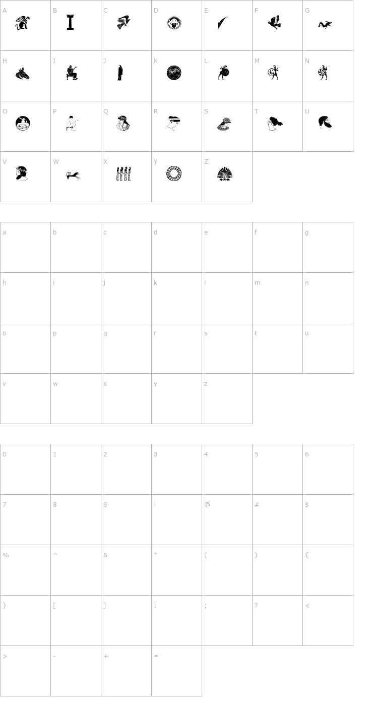 Character Map greek1 Font