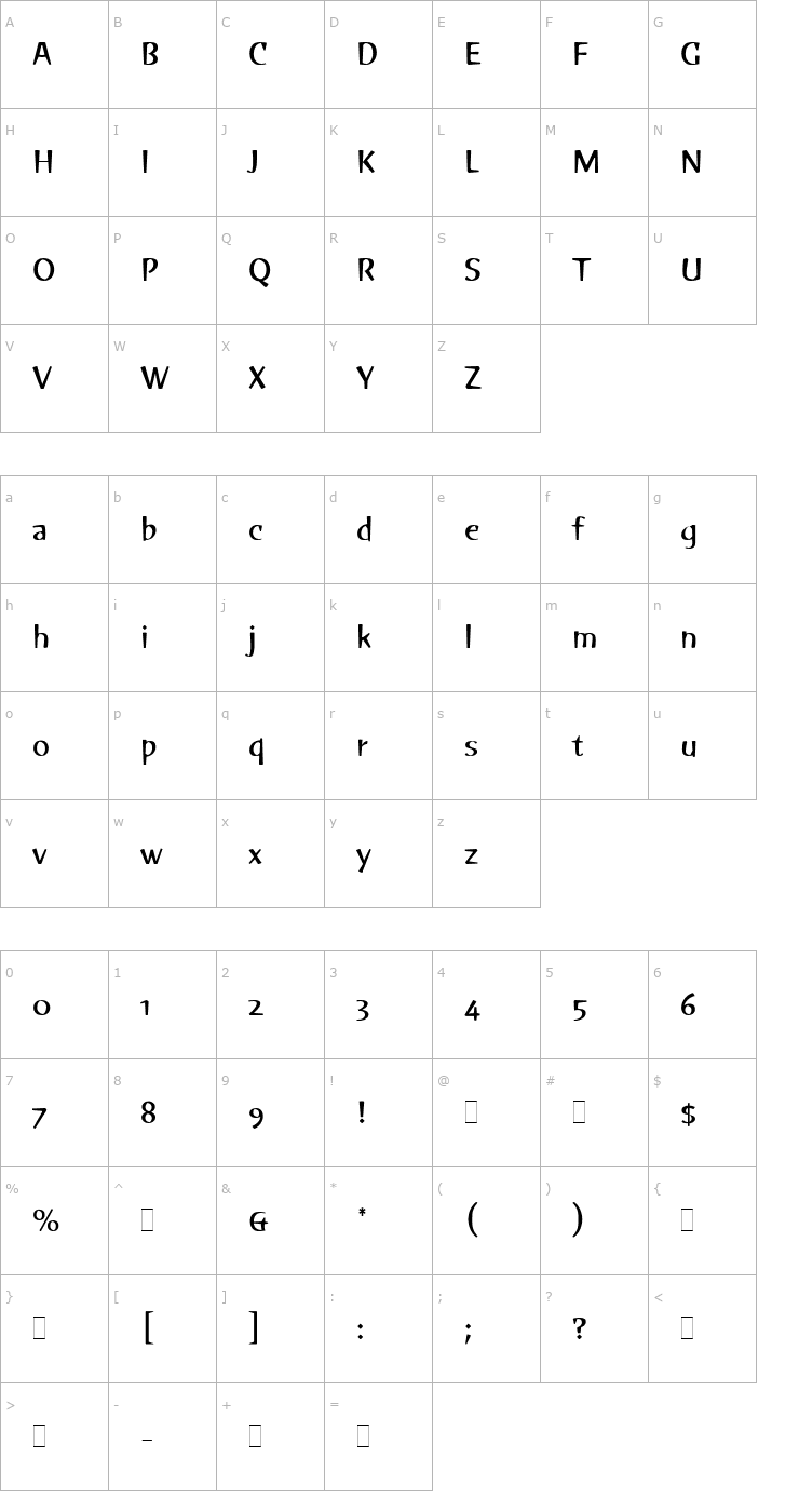 Character Map Green Plain Font