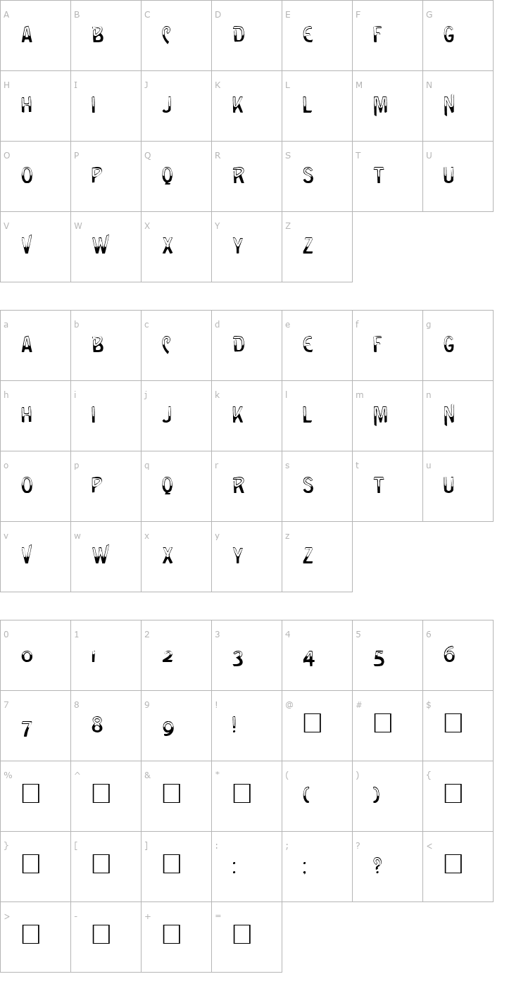 Character Map Green Regular Font