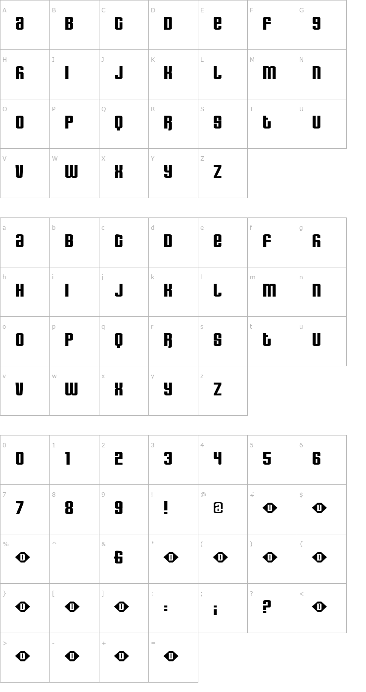 Character Map GreenAndBlue Font