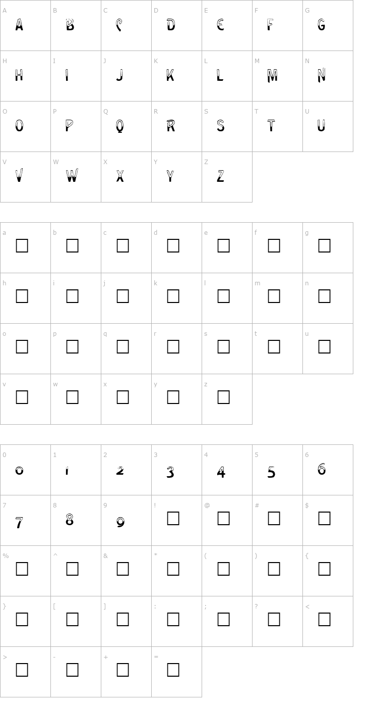 Character Map GreenCaps Caps001.001 Font