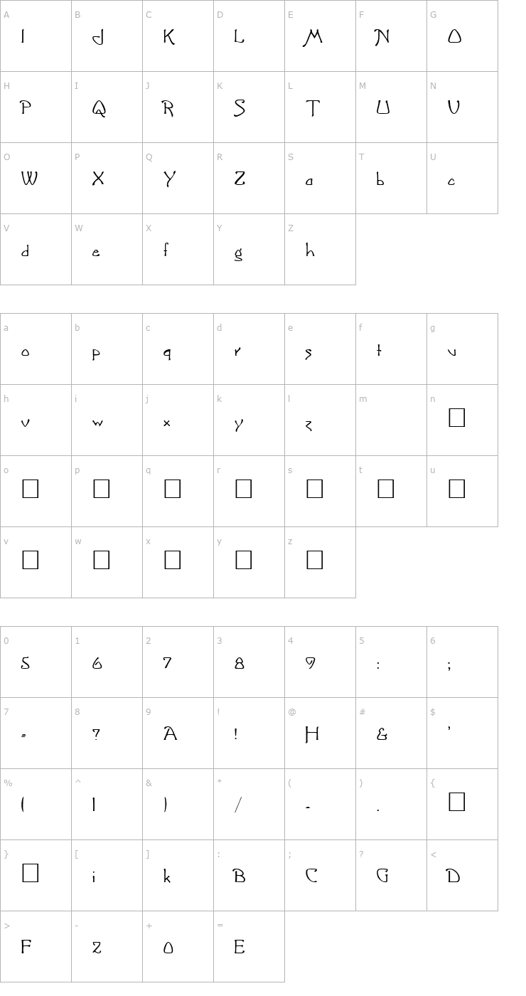 Character Map Greeting Font