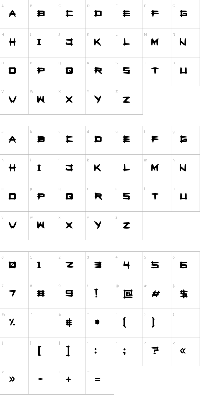 Character Map Greghor II Font