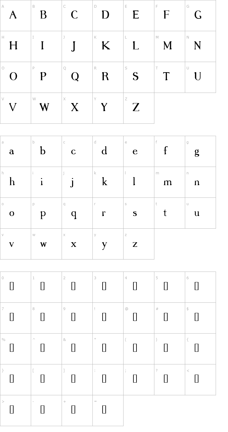 Character Map Gregoire Font