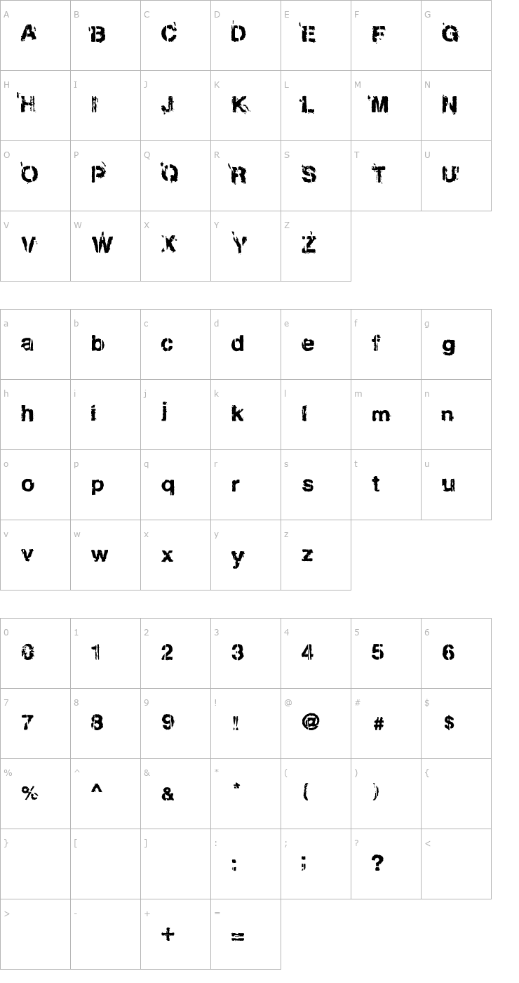 Character Map Gregphix Font