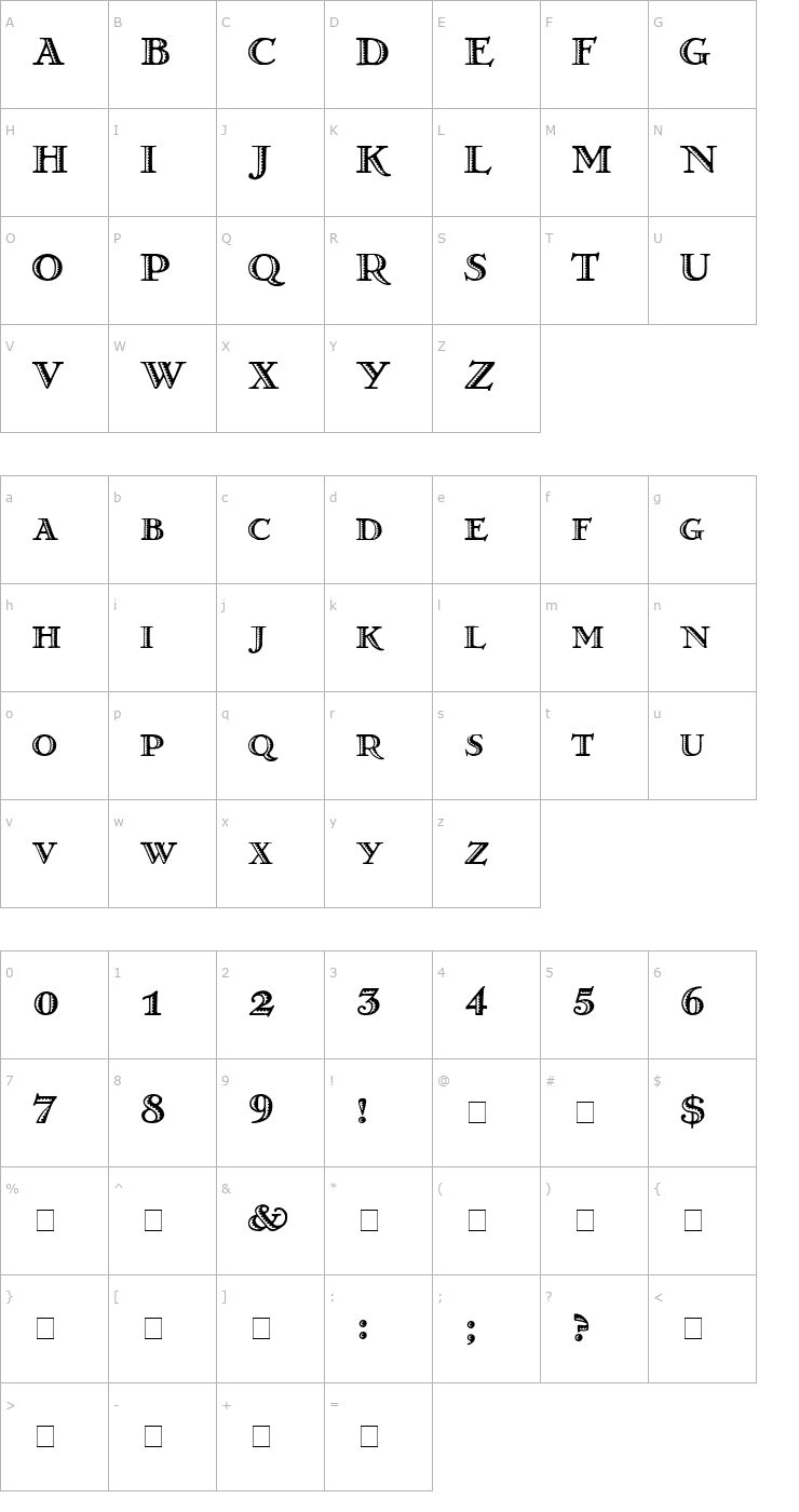 Character Map GrekoDeco Normal Font