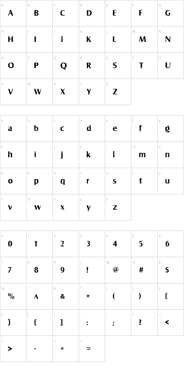 Character Map Grelbb Font