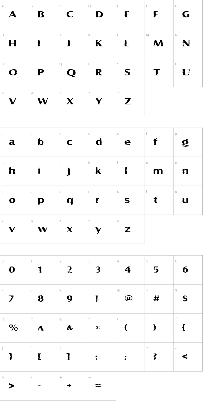 Character Map GrelbbBroad Font