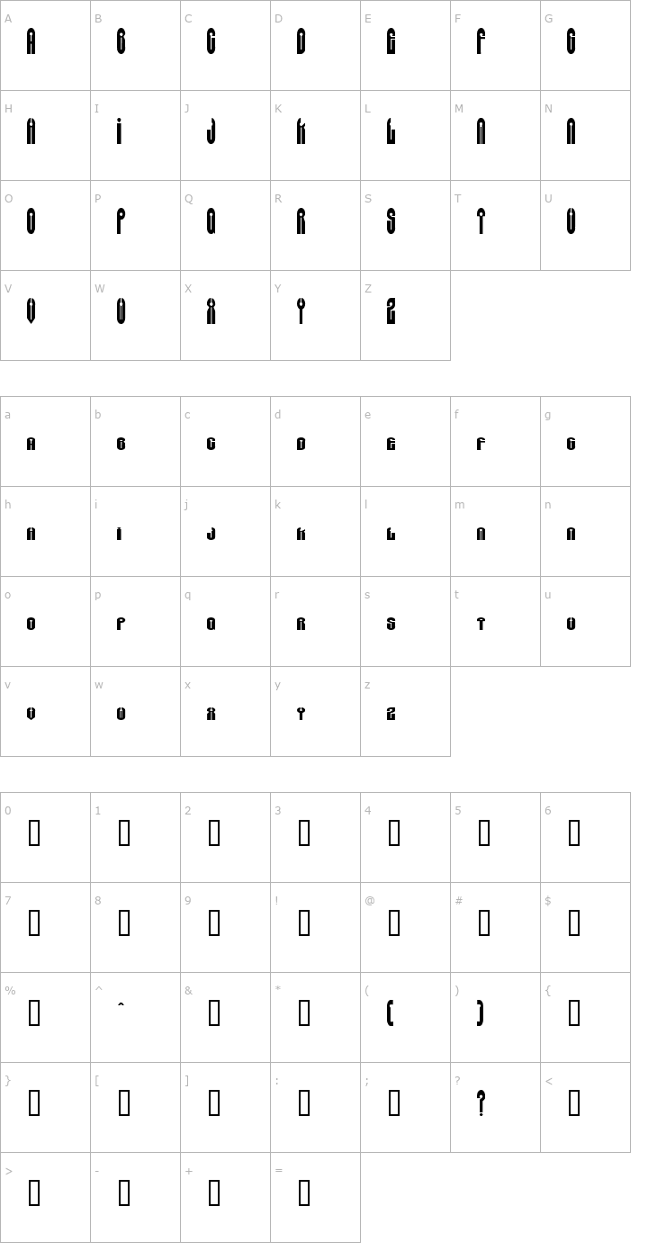 Character Map GreyAlienSW Font