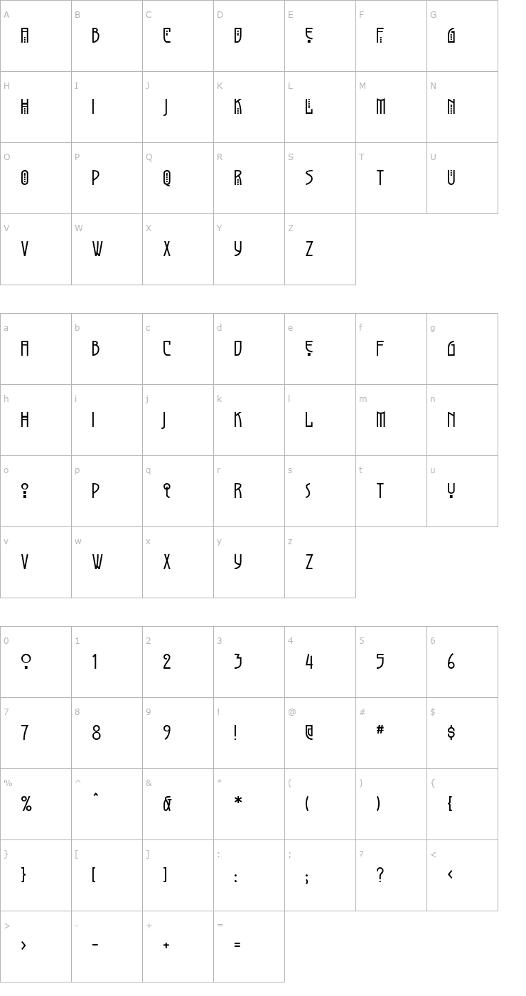 Character Map Greyhound Font