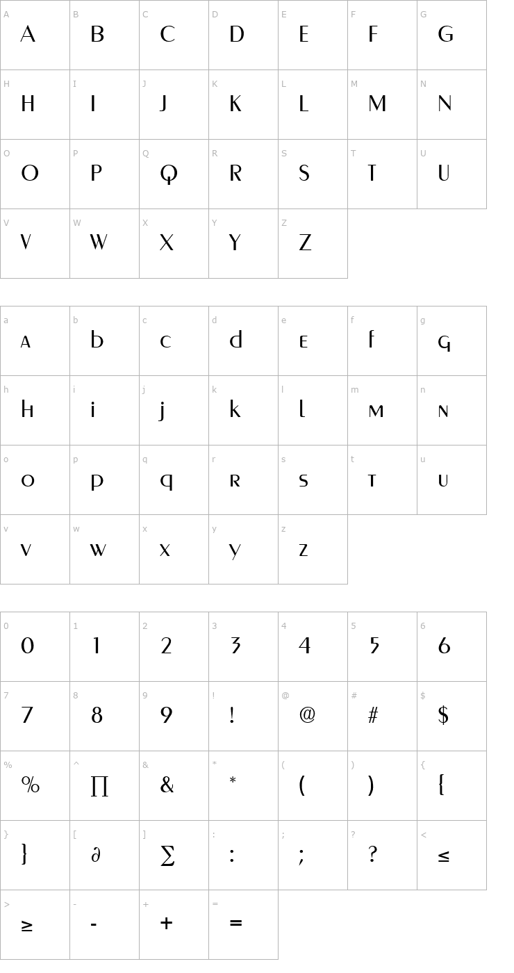 Character Map Greyhound-Regular Font