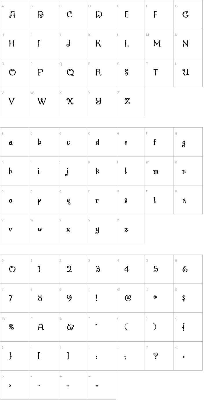 Character Map Greymantle Font