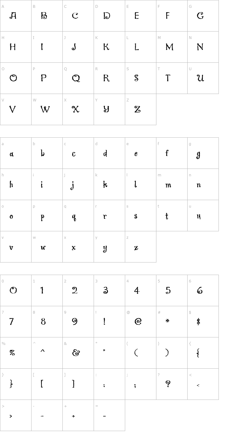Character Map Greymantle MVB Font