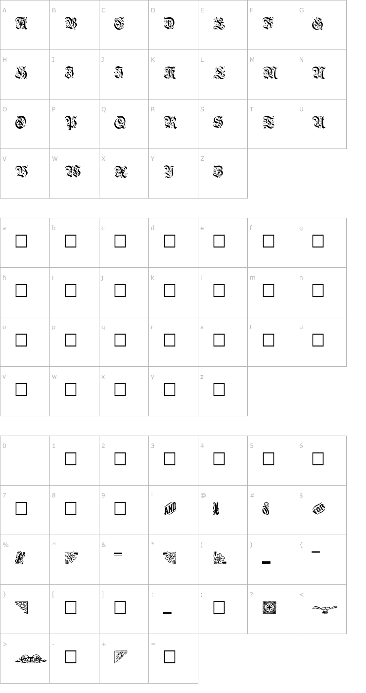 Character Map GriffDinShi Font