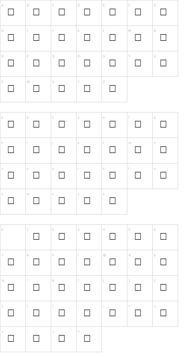 Character Map GriffDinShiOpt Font