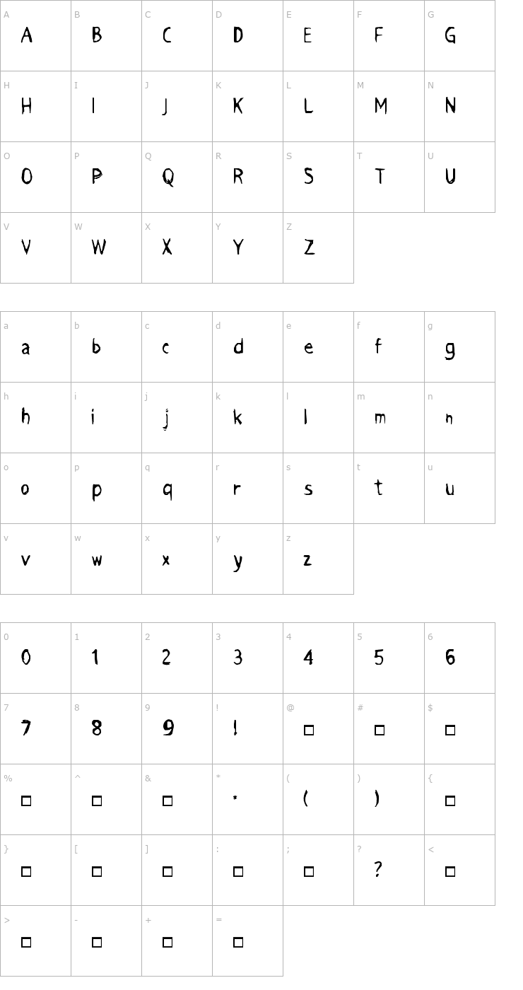 Character Map Grimace Font