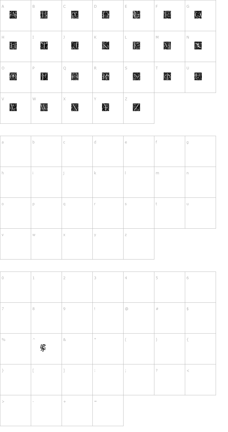 Character Map Grimeswade Font