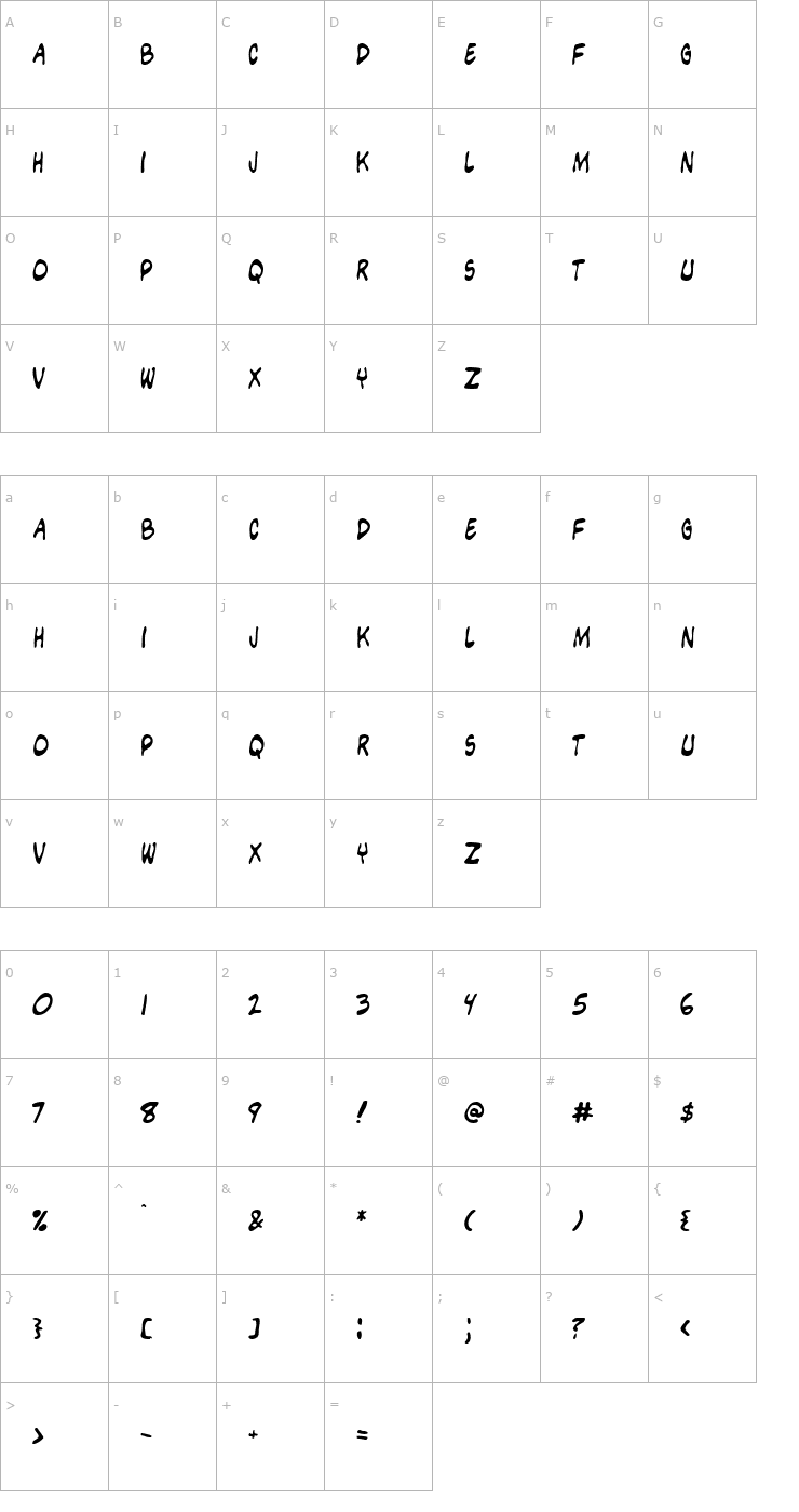 Character Map Grimmy Font