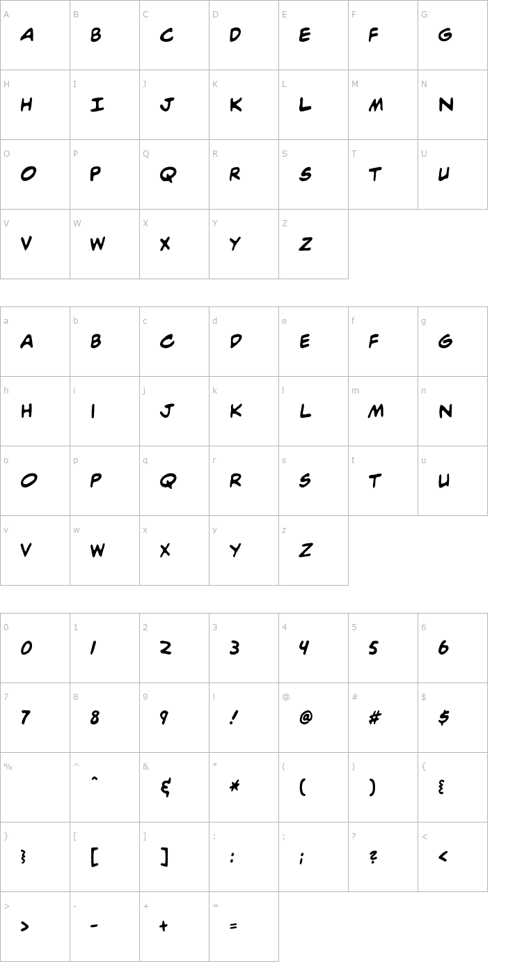 Character Map Grit Font