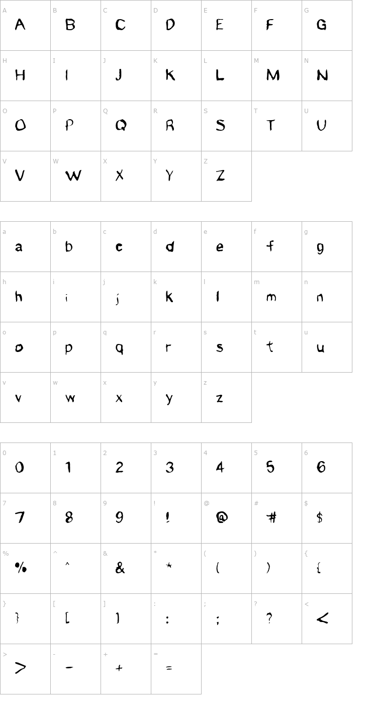 Character Map Gritzpop Font