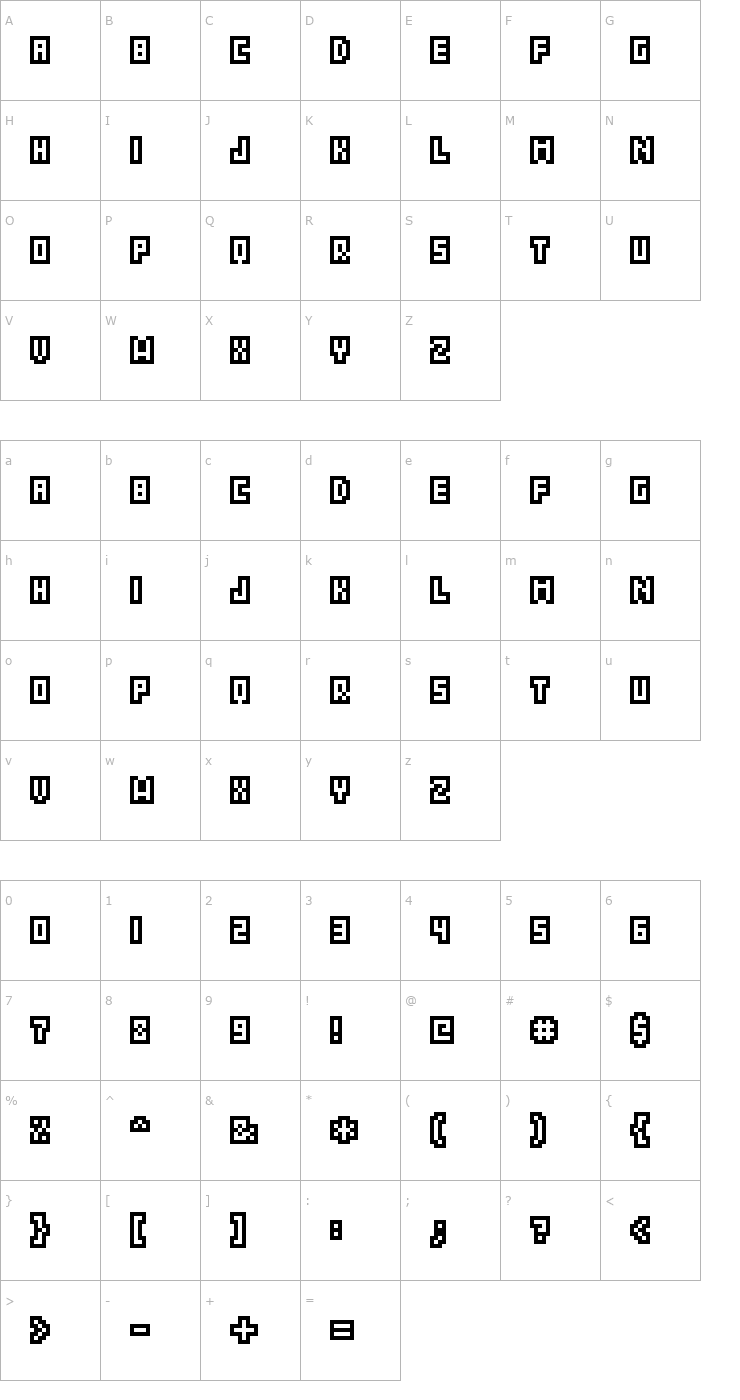 Character Map Grixel Acme 5 CompCapsO Font