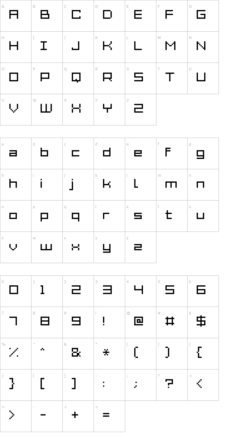 Character Map Grixel Acme 7 Wide Xtnd Font