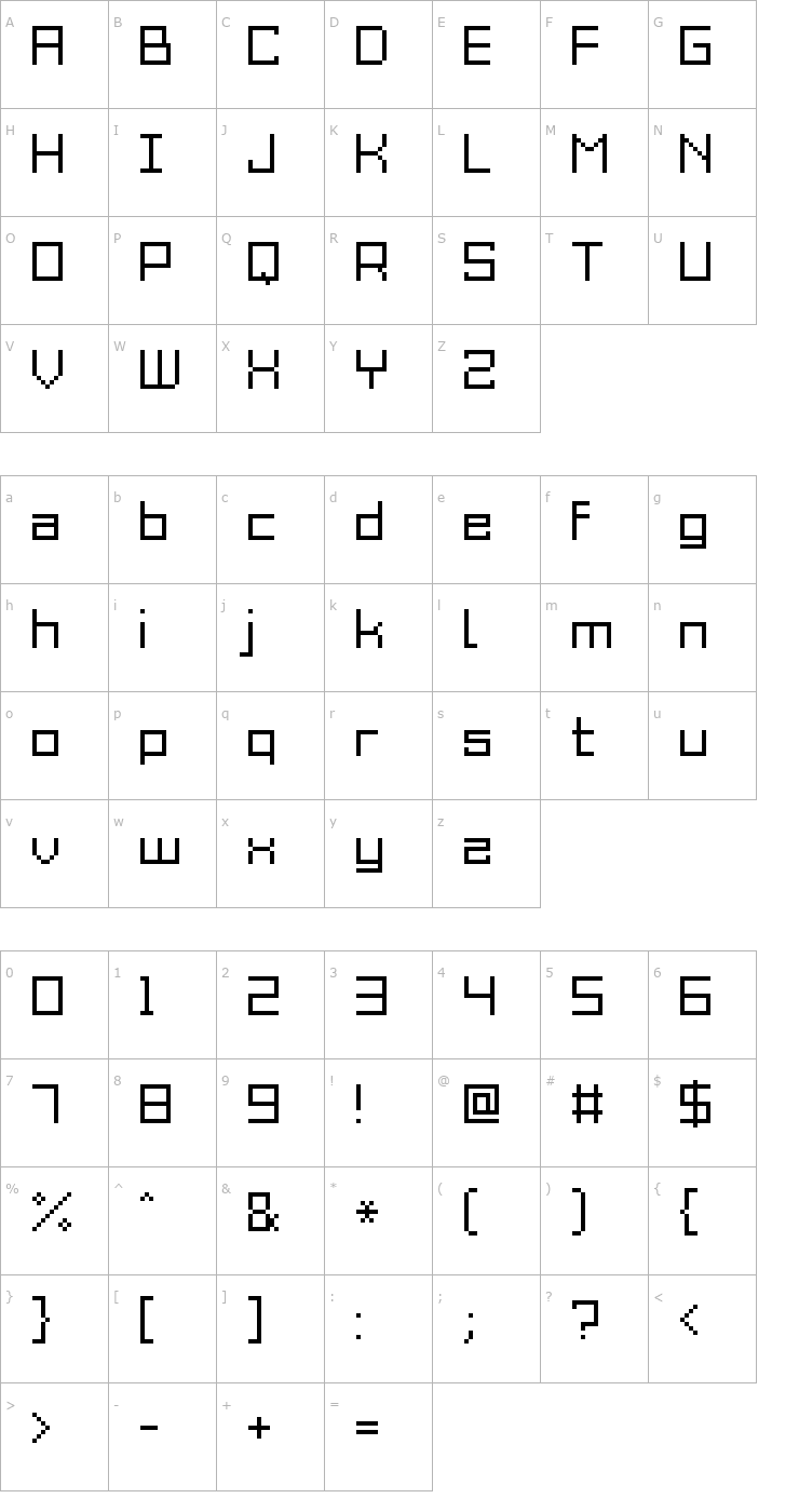 Character Map Grixel Acme 9 Regular Xtnd Font