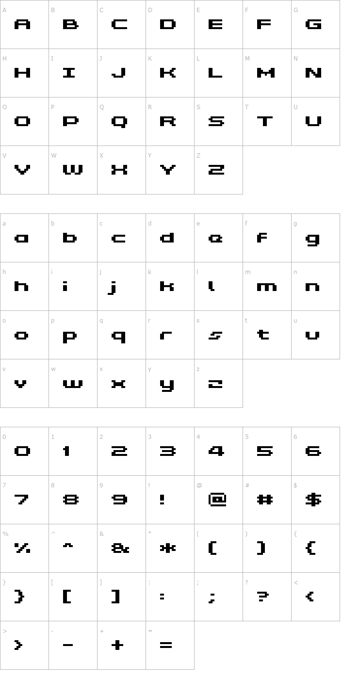 Character Map Grixel Kyrou 5 Wide Bold Font
