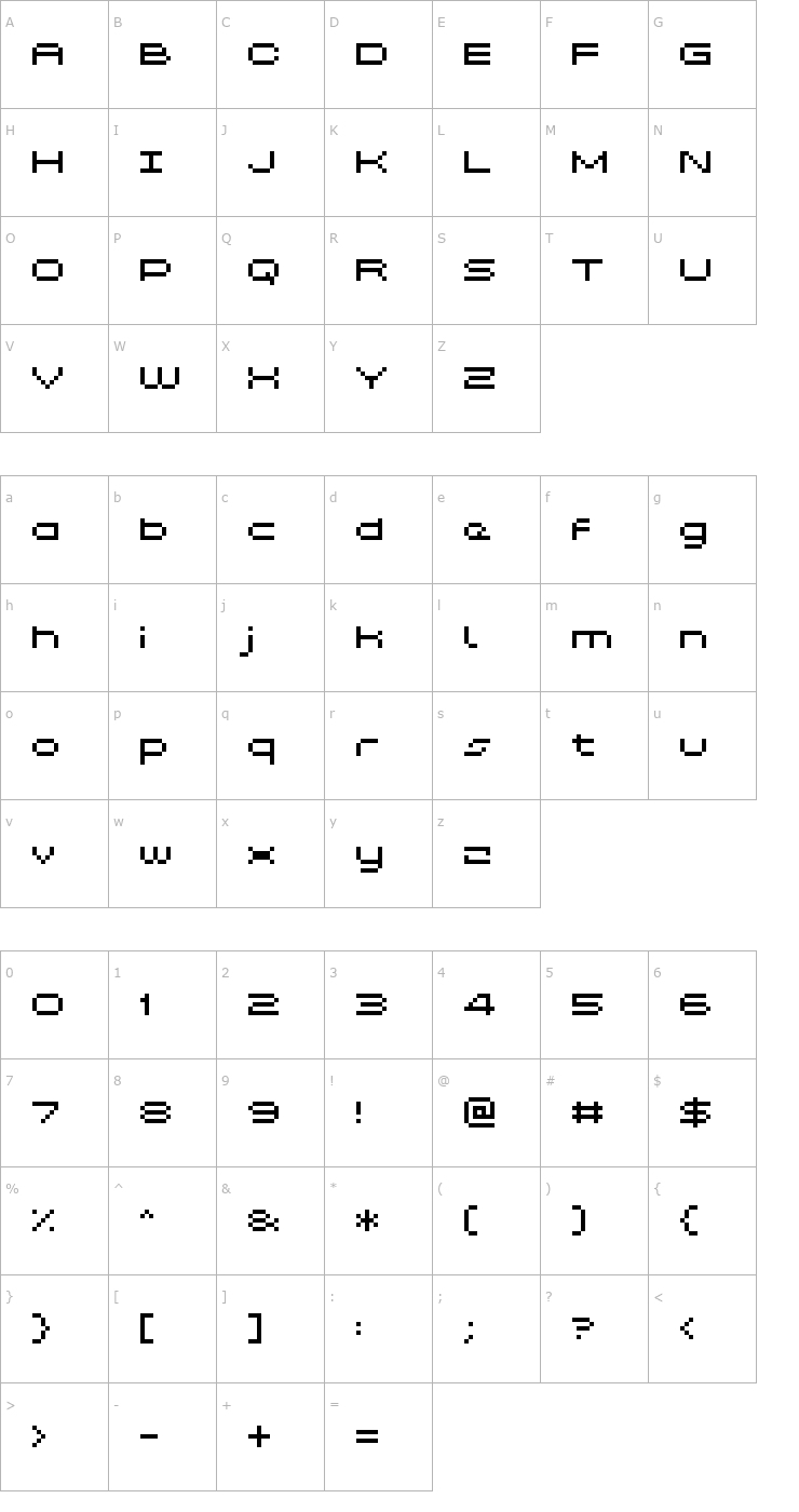 Character Map Grixel Kyrou 5 Wide Xtnd Font