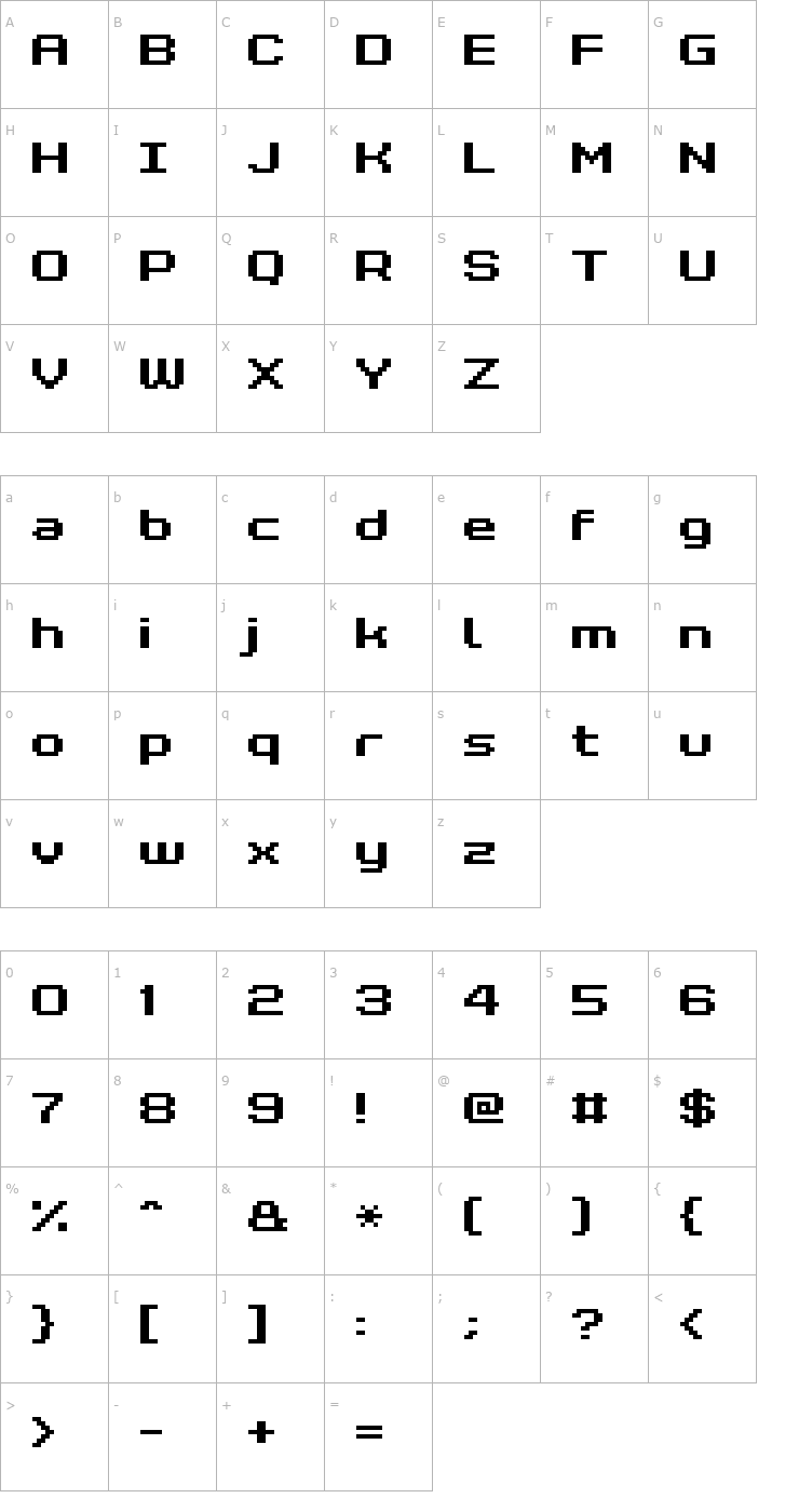 Character Map Grixel Kyrou 7 Wide Bold Xtnd Font