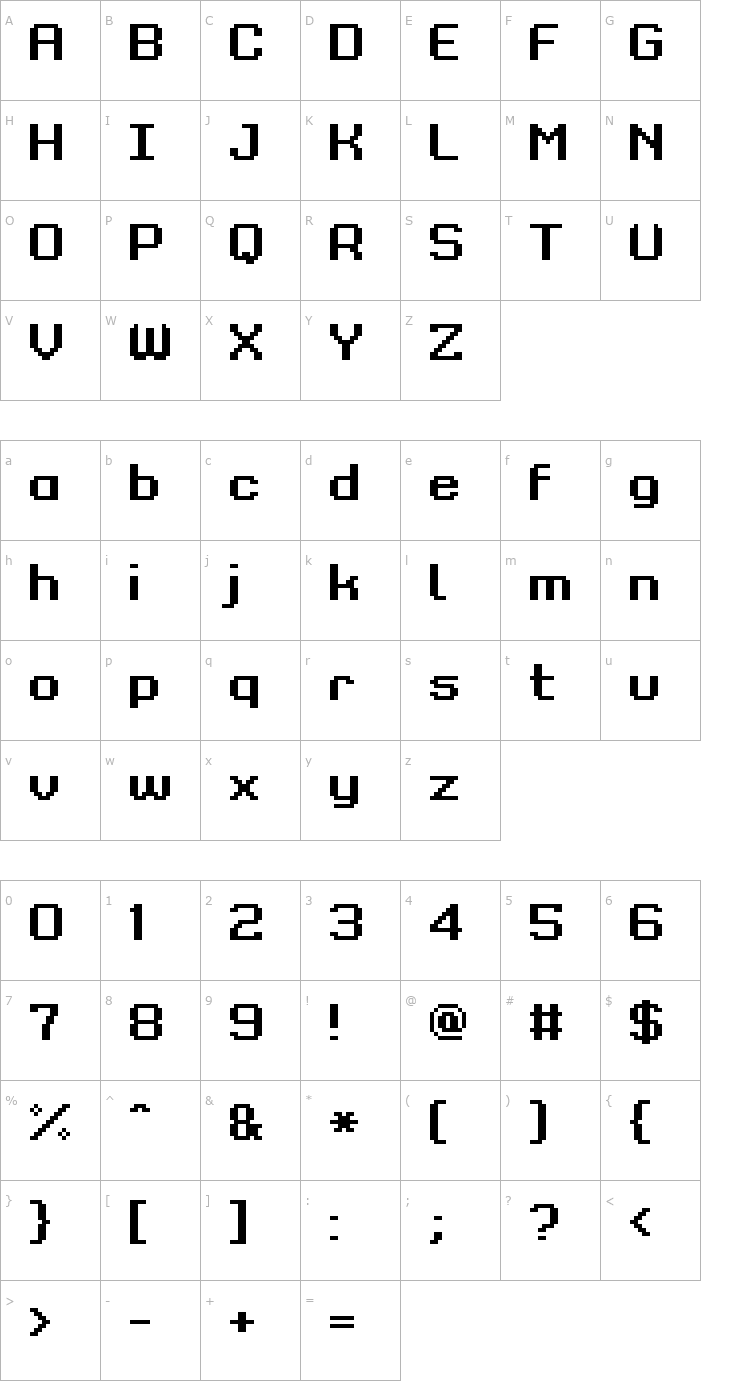 Character Map Grixel Kyrou 9 Regular Bold Xtnd Font