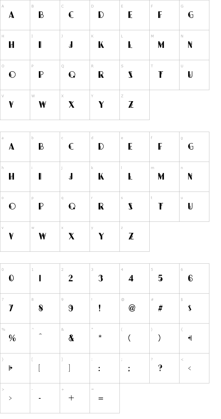 Character Map Grock Font